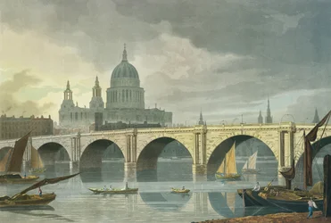Vista sud-ovest della Cattedrale di San Paolo e del Ponte di Blackfriars, 1810